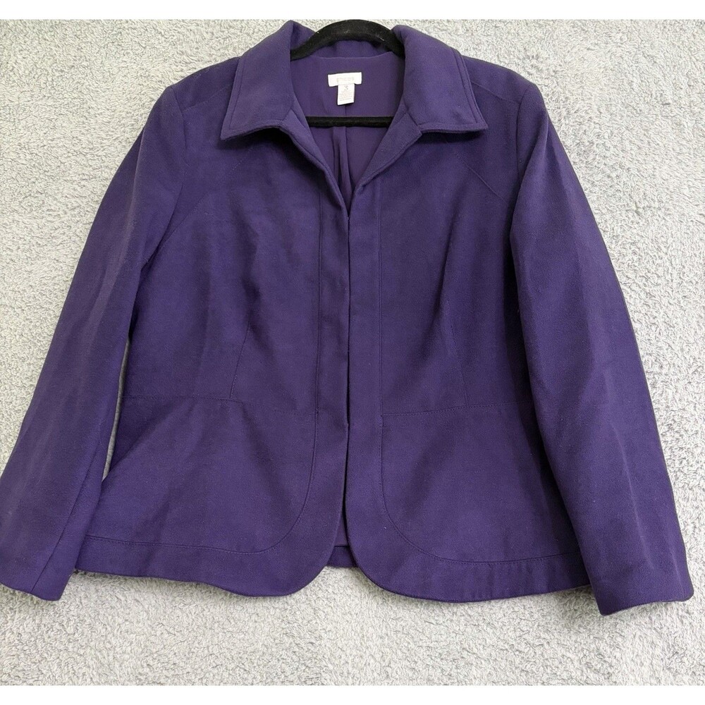 Chico’s Blazer Women 3 Purple Career Minimalist Tailored Jacket Office Preppy XL